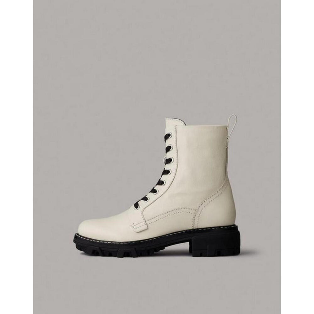 rag & bone White Leather Combat Boots with Black Sole
